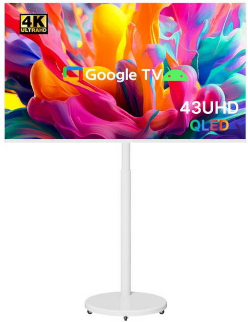 무빙큐빅스 스마트 43인치 4K UHD QLED 삼탠바이미 X1시리즈 화이트에디션 셋트 이동식 tv 거치대 스탠바이미 삼텐 중소바이미, 고객직접설치, 스탠드형, 109cm/43인치