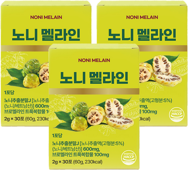 노니추출분말 노니멜라인 브로멜라인 트룩복합물 고함량 분해효소 붓기제거 염증다이어트, 60g, 3박스