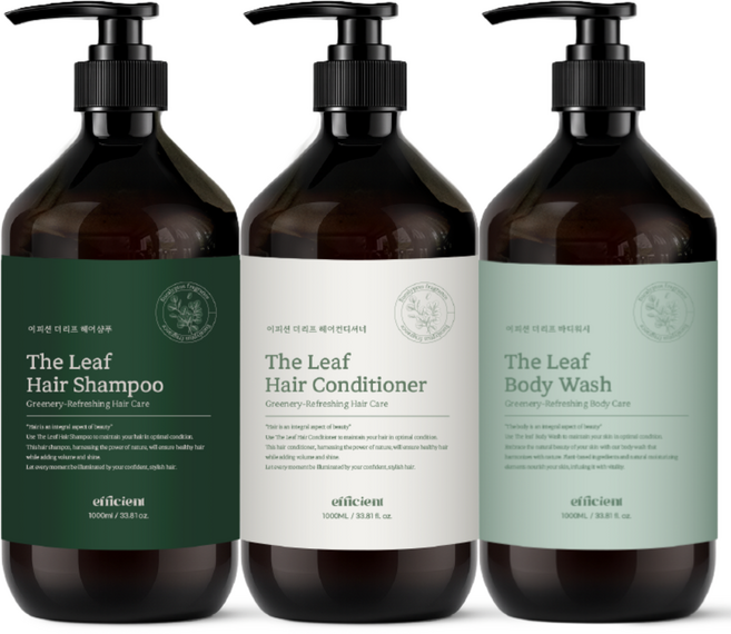 업소용 샴푸 린스 바디워시 3종세트 대용량 1000ml 호텔 펜션 어메니티 이피션 더리프, 1, 1L