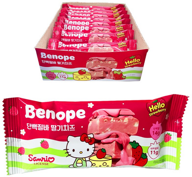 딸기키티 베노프 단백질바 딸기치즈, 10개, 50g