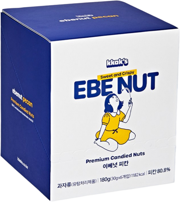 ebenut 이베넛 피칸정과 영양 간식 강정 선물 소포장 30그램 6팩, 30g, 1박스