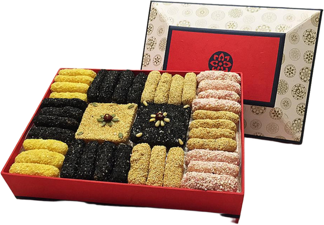 강릉은정한과 한지1호 3단 선물세트 (전통 유과 한과 명절선물 답례품 설날선물 추석선물 부모님선물 상견례선물), 실크보자기, 1개, 1kg