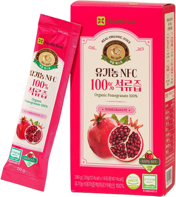헬스베스트 착즙베스트 유기농 NFC 100% 석류즙, 3박스, 280g