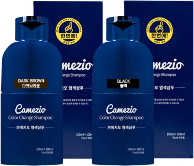 까메지오 한번에 염색샴푸 200ml, 2개, 다크브라운 - 쿠팡