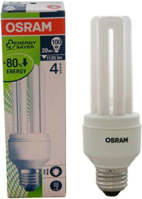 오스람 삼파장전구 20W E26, 주백색, 1개