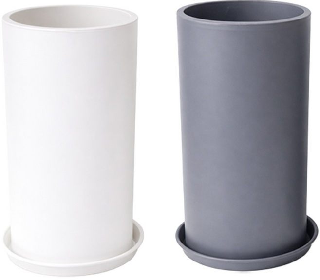 높은 원형 플라스틱 화분 받침 세트 대형 인테리어, 1개, 그레이