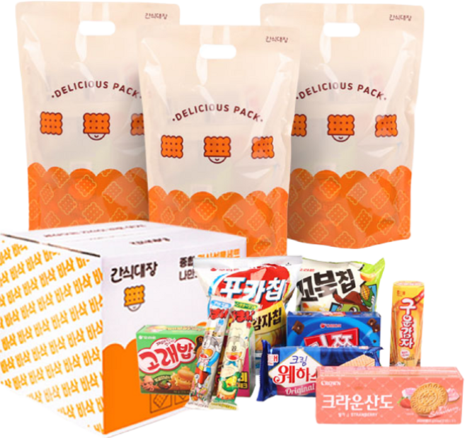 [간식대장] 어린이날 추천 선물 간식대장 간식 파우치 0040 포카칩 꼬북칩 고래밥 크라운산도 딸기 미쯔 구운감자 크림웨하스 우마이봉, 3개, 간식대장 파우치