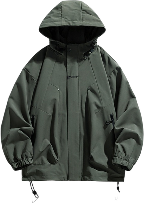 스트리트 레트로 심플 자수 후드 재킷 남녀 공용 트렌디 브랜드 기능성 작업복 재킷