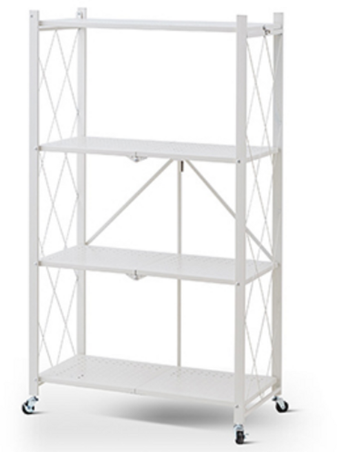 코코데모 접이식 원터치 철제 폴딩 선반, 화이트4단, 4단