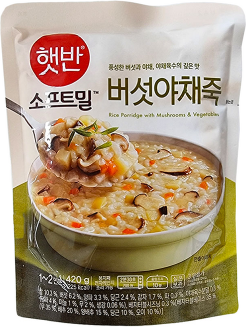 햇반 버섯야채죽, 420g, 1개