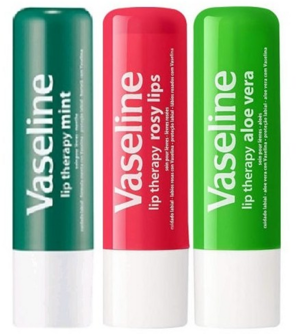 바세린 립테라피 립밤 스틱형 3종, 로지립스+알로에+민트, 1세트