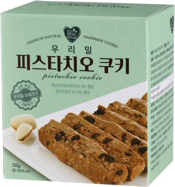 에코맘하우스 우리밀 피스타치오쿠키 수제쿠키, 1개, 135g