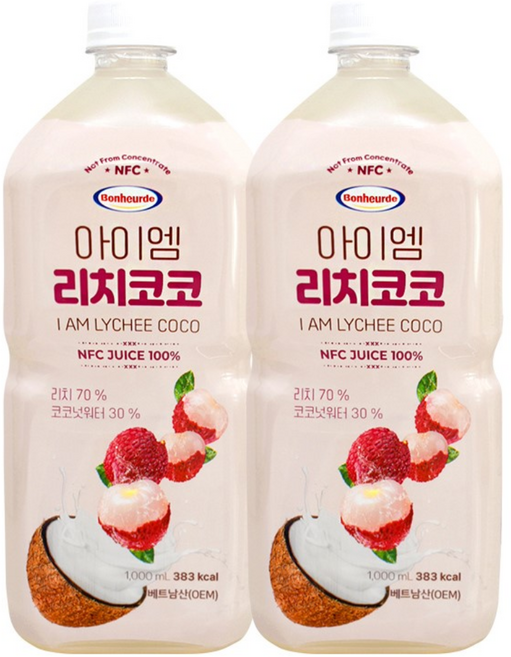 보넬드 아이엠 리치코코 NFC 착즙주스, 2개, 1L