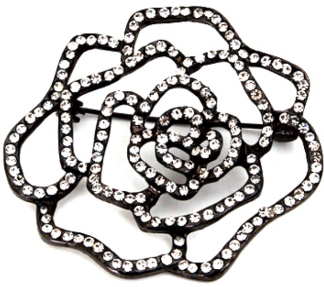 크리스크라운 204 큐빅 로즈 레이어드 브로치