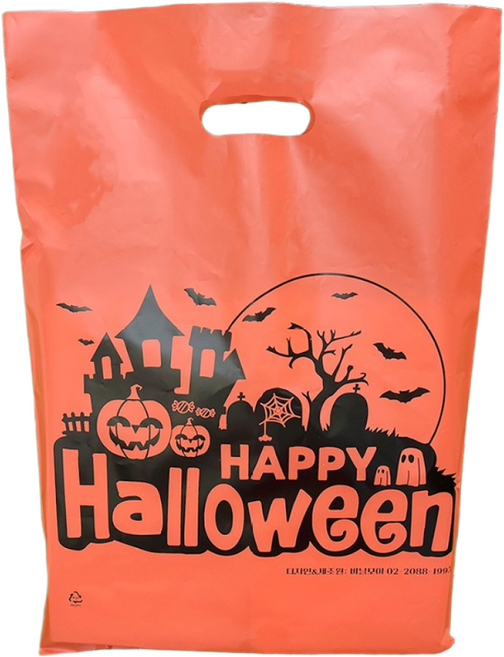 (당일발송) 비닐모아 할로윈 링봉투 두꺼운 고급 손잡이봉투 할로윈데이 선물포장 비닐봉투 포장봉투 할로윈봉투, 30x42, 100장