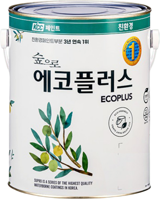 KCC페인트 숲으로 에코플러스 K 백색 3.78L 친환경 실내 인테리어 수성페인트, 1개