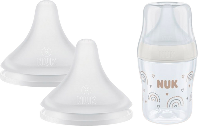 누크 퍼펙트매치 체험팩 젖꼭지 + 젖병 샘플(젖병 150ml + 젖꼭지S), 1세트, M (3개월~)