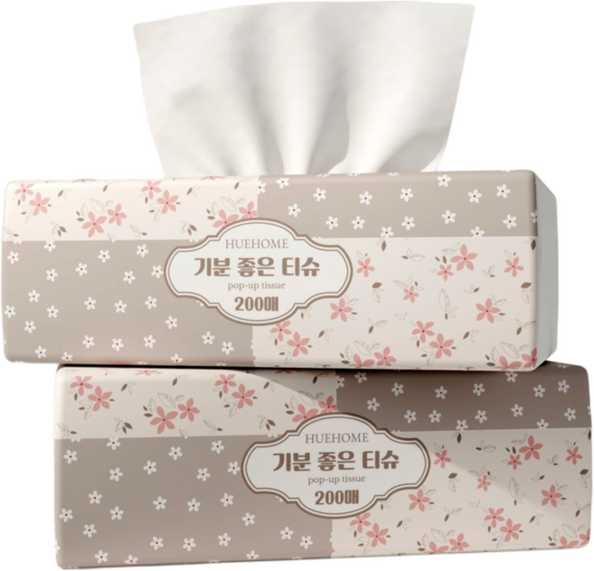 휴홈 기분좋은 미용티슈 200매 팝업 각티슈 화장지, 9개, 200매입