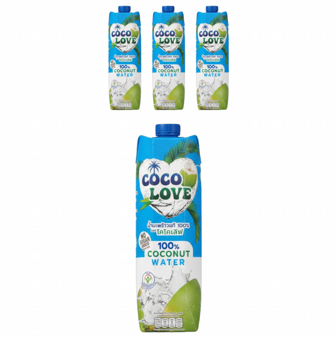 코코러브 태국 100% 코코넛 워터(고칼륨 고마그네슘), 4개, 1L