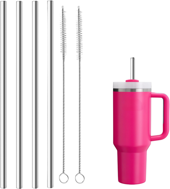 WAP 스탠리 스타벅스 텀블러 887ml 호환 30cm 스테인리스 빨대 세척솔 세트, 1개