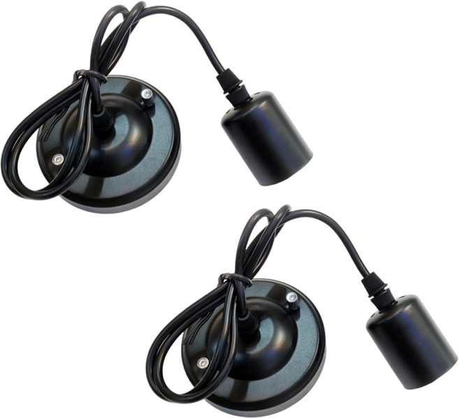 E26 960MM 식탁등 심플 기본소켓 길이조절 가능 팬던트 후렌지형, 2개, 블랙