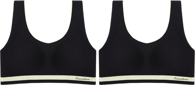 여성용 안돌아가는 일체고정컵 운동 편한 노와이어 심리스 브라탑 2p