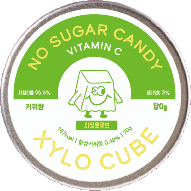 자일로큐브 무설탕 자일리톨 캔디 비타민C 키위 70g, 1개