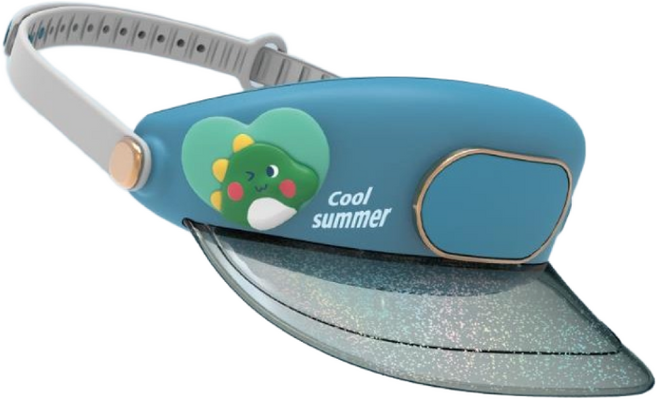 TNTN 모자선풍기 충전식 휴대선풍기 썬캡선풍기 500mAh 아동싼캡 선풍기모자, 블루공룡