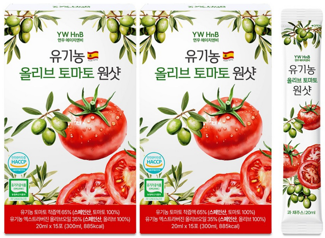 연우에이치앤비 스페인 유기농 올리브 엔 로마 토마토 원샷 올토샷 바예호 엑스트라버진 오일 착즙 라이코펜 듀얼샷, 2개