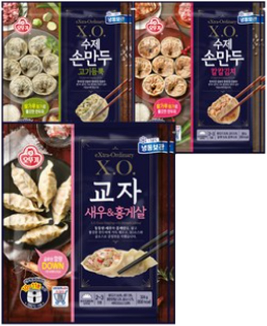 XO 교자 새우&홍게살+수제손만두고기+수제손만두김치, 324g, 1개