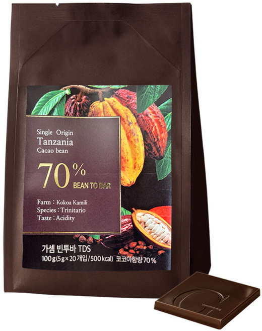 가셈빈투바 다크 초콜릿 70% 파우치 개별포장, 2개, 100g