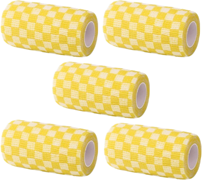 치프몰 반려동물 자가접착 신발 붕대 5개입, 10cm 체크 옐로우