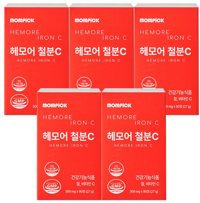 맘픽 여성 철분제 임산부 남성 철분 영양제 mompick, 5박스, 90정