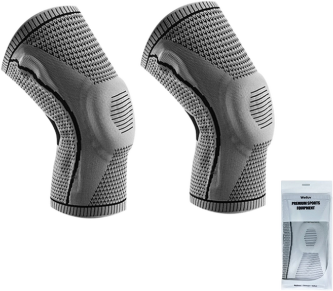 웰럽 프로 무릎보호대 WL-1052 헬스 등산 축구 테니스, 2세트, 그레이
