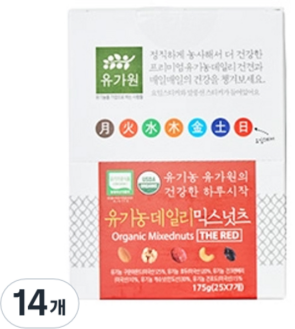 유가원 유기농 데일리 믹스넛츠 더 레드 7p, 175g, 2개