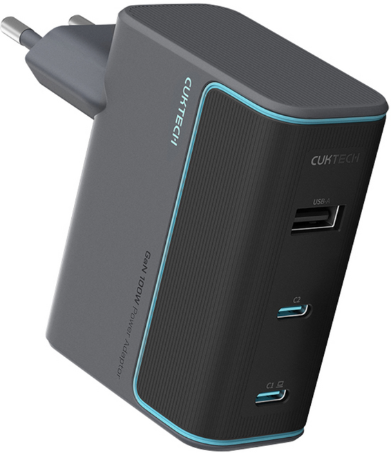쿡테크 10 GaN 충전기 100W 멀티 3포트 C타입 초고속 PPS PD3.0 충전기/Galaxy S25/S24 iPhone 16/15/14, 1개, 2C1A
