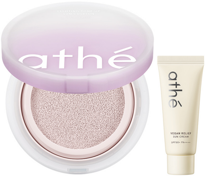 아떼 비건 릴리프 라이팅 톤업 선 쿠션 미스티 퍼플 + 선크림 20ml, 1개