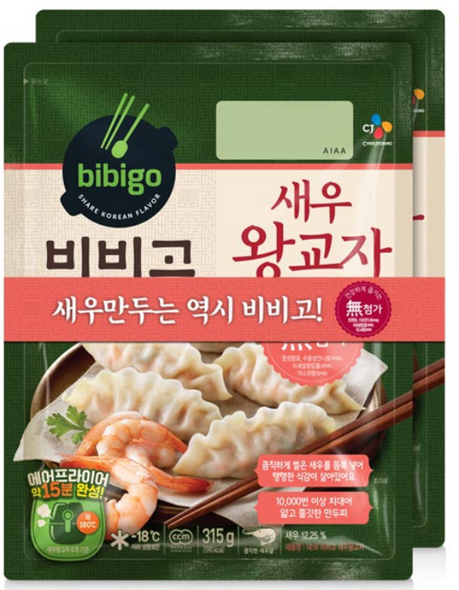 원하프비비고새우왕교자만두 315GX2입/CJ, 315g, 2개