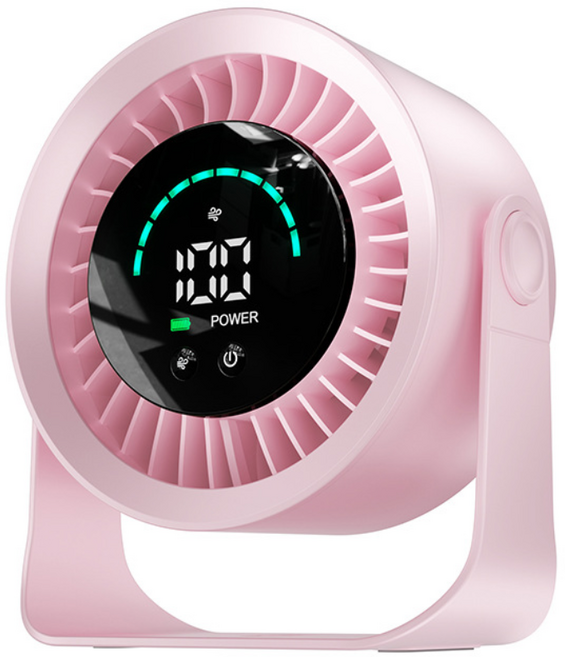 쿠멍 2in1 BLDC 저소음 서큘레이터 360도 회전 100단 강풍 충전식 무선 벽걸이 탁상용 선풍기, 핑크, NS11