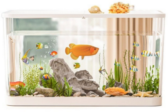 가볍고 깨지지 않는 투명 아크릴 수족관 거북이 어항, 1개, 화이트