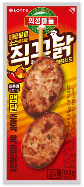 롯데 의성마늘 직꾸닭 매운맛, 8개, 100g