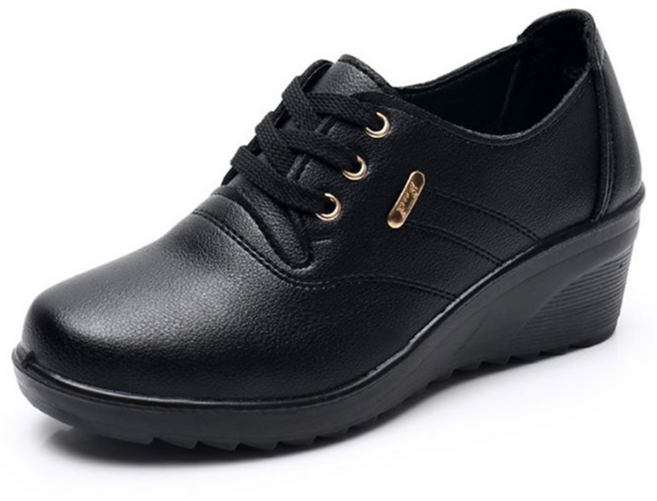 피카소 폭신 편안한 중년 여성용 키높이 끈 통굽 컴포트화