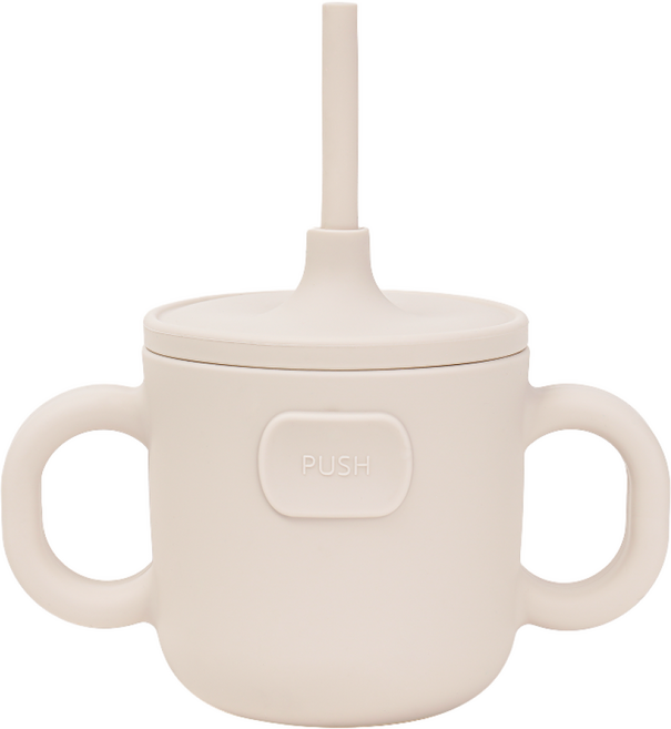 국내생산 아이냠 3in1 실리콘 스파우트 빨대컵 자기주도 양손컵, 크림, 2개, 200ml