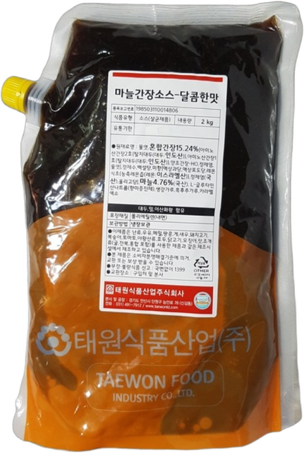 태원식품 모두 마늘간장소스 달콤한맛 2KGx5봉지 BOX 간장치킨소스, 2kg