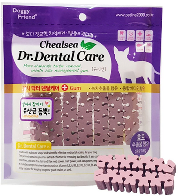 [뉴핫] 덴탈껌 닥터 덴탈케어 (4가지맛_4/6/8포or반반세트)강아지껌/강아지간식, 클로렐라, 100g, 4세트