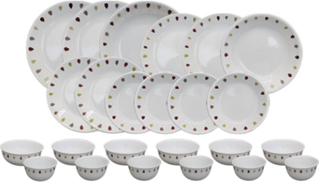 코렐 씨드 접시 그릇 홈식기 6인세트 24P, 씨드 6인세트 24P (사은품-잔6개)
