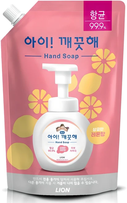 아이깨끗해 항균 폼 핸드솝 리필 레몬향, 600ml, 1개 - 쿠팡
