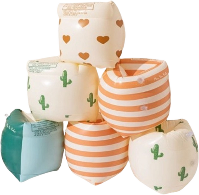 셀렉 [KC인증] 물놀이 용품 암링 튜브 암튜브 휴가용품 수영 팔튜브 호캉스 (+에어펌프), 삼색, 오렌지 줄무늬