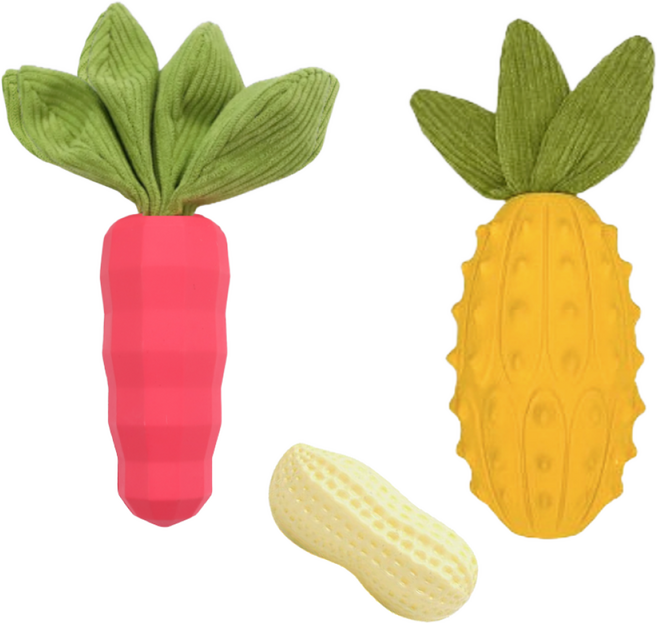 리엔떼 대형견 초강력 파인애플 + 당근 삑삑이 SET, 1세트, 핑크당근+파인애플