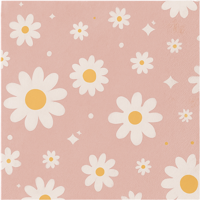 데이지 예쁜 파티 테이블 냅킨, 10개입, 3개, 핑크
